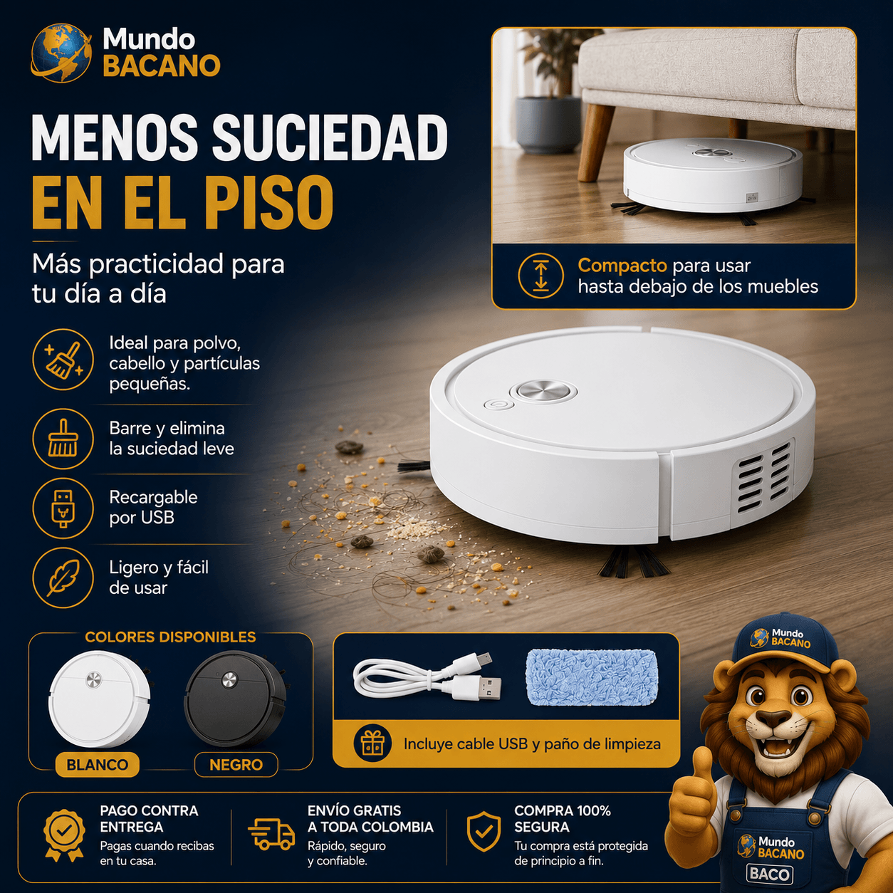 Compre 1 y LLÉVATE 2 - Robot Aspirador Inteligente BotClean™️ Max 3 en 1