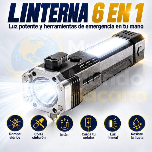Linterna Indestructible Súper Potente 6 en 1 · Paga 1 y Lleva 2